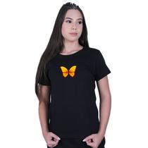 Camiseta Baby Look Feminina Borboleta Laranja