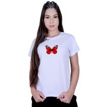 Camiseta Baby Look Feminina Borboleta Vermelha