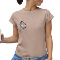 Camiseta Baby Look Feminina Camisa Estampada Lua T-shirt Plus Size Manga Curta