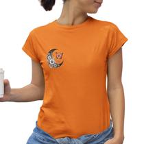 Camiseta Baby Look Feminina Camisa Estampada Lua T-shirt Plus Size Manga Curta