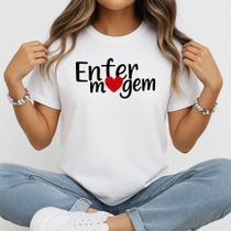 Camiseta Baby Look Feminina Enfermagem com Coração