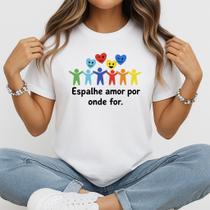 Camiseta Baby Look Feminina Espalhe Amor Estampa Inclusiva Autismo