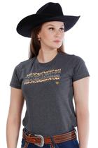 Camiseta Baby Look Feminina Estampa com Textura de Onça c/ Strass - Rodeo Farm