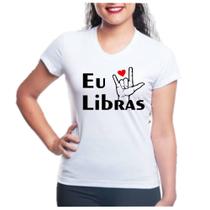 Camiseta baby look feminina eu amo libras professora sinais barato Camiseta baby look feminina eu amo libras professora sinais barato