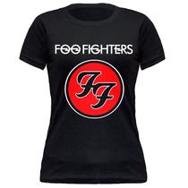 Camiseta Baby Look Feminina Foo Fighters Rock Estiloso Stamp Algodão Camiseta Baby Look Feminina Foo Fighters Rock Estiloso Stamp Algodão