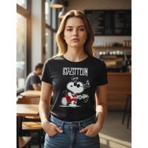 Camiseta Baby Look Feminina Led Zeppelin Modelo Snoopy