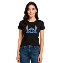 Camiseta Baby Look Feminina Lilo Stich Varias Cores Algodão
