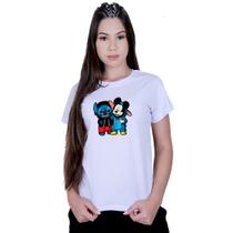 Camiseta Baby Look Feminina Lilo Stitch Mickey Mouse