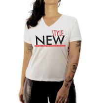 Camiseta Baby Look Feminina Luma Ventura New Style Branca