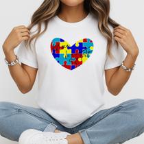 Camiseta Baby Look Feminina Mãe de Autista Inclusão Amor Conscientização Presente Criativo TEA Camiseta Baby Look Feminina Mãe de Autista Inclusão Amor Conscientização Presente Criativo TEA