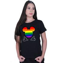 Camiseta Baby Look Feminina Mickey Colorido LGBT Camiseta Baby Look Feminina Mickey Colorido LGBT
