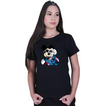 Camiseta Baby Look Feminina Mickey Lilo Stitch Friends