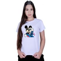 Camiseta Baby Look Feminina Mickey Lilo Stitch Friends Camiseta Baby Look Feminina Mickey Lilo Stitch Friends