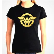 Camiseta Baby Look feminina Mulher Maravilha Estampa Dourada Camiseta Baby Look feminina Mulher Maravilha Estampa Dourada