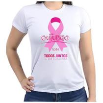 Camiseta Baby look feminina outubro rosa prevenção câncer mama mulher