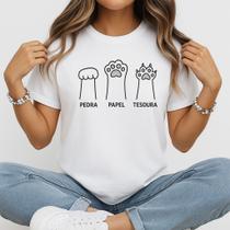 Camiseta Baby Look Feminina Pedra Papel Tesoura