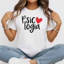 Camiseta Baby Look Feminina Psicologia com Coração Presente Criativo para Psicólogos e Estudantes