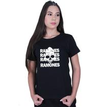 Camiseta Baby Look Feminina Ramones Caveira World Rock