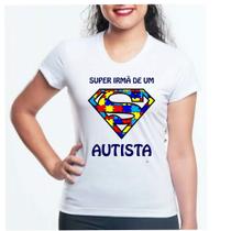 Camiseta baby look feminina super irmã de autista espectro autismo Camiseta baby look feminina super irmã de autista espectro autismo