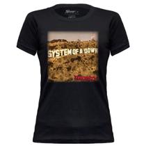 Camiseta Baby Look Feminina System of a Down Estilo Rock Stamp Oficial Algodão
