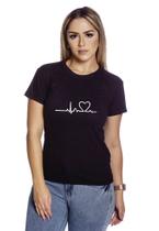 Camiseta Baby Look feminina Techmalhas 100% Algodão Coração para presente