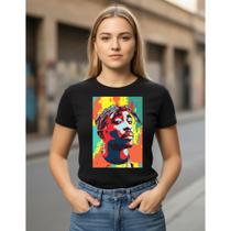 Camiseta Baby Look Feminina Tupac Colorida Algodao