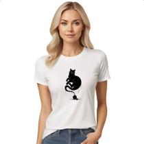 Camiseta Baby Look Gato na tinta