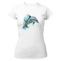 Camiseta Baby Look Golphinho aquarela 04