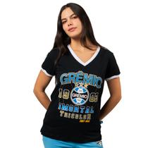 Camiseta Baby Look Grêmio Oficial Gola V Imortal Feminina