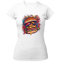 Camiseta Baby Look Hambuger exagerado splash