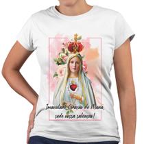 Camiseta Baby Look Imaculado Coração de Maria Sede Nossa Salvação