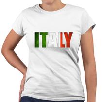 Camiseta Baby Look Italy Bandeira Escrita Itália