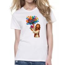 Camiseta Baby Look Jesus Escrevendo Familia Ramos