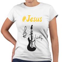 Camiseta Baby Look Jesus Guitarra Religiosa Cristã