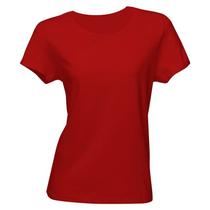 Camiseta Baby Look KazzaVip Malha 100% Algodão Penteada Manga Curta Tamanho(P)Vermelho