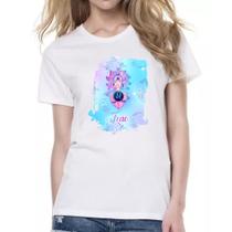Camiseta Baby Look Leao fundo zodiacal