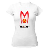 Camiseta Baby Look Mach 5 Logo e carro