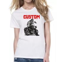 Camiseta Baby Look Moto Skull Custom Camiseta Baby Look Moto Skull Custom