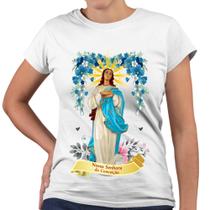 Camiseta Baby Look Nossa Senhora da Conceição Religiosa Flores