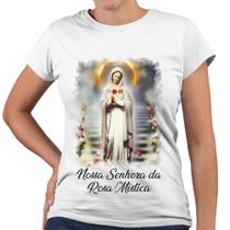 Camiseta Baby Look Nossa Senhora da Rosa Mística - Web Print Estamparia