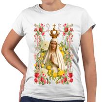 Camiseta Baby Look Nossa Senhora de Fátima Religiosa Igreja