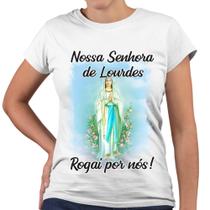 Camiseta Baby Look Nossa Senhora de Lourdes Rogai Por Nós!