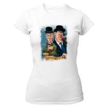 Camiseta Baby Look Nostalgia O Gordo e o Magro Caricatura