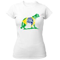 Camiseta Baby Look Onca Pintada Fauna Brasil