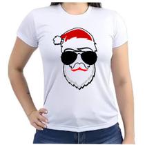 Camiseta Baby look papai noel óculos festa feliz natal