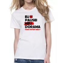 Camiseta Baby Look Pausei o meu dorama Vermelho