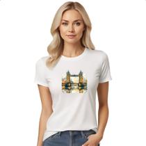 Camiseta Baby Look Ponte de Londres watercolor