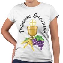 Camiseta Baby Look Primeira Eucaristia Religiosa Comunhão Fé - Web Print Estamparia