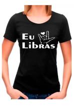 Camiseta Baby look professora amo libras sinais surdo mudo