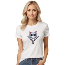 Camiseta Baby Look Russian Blue no ziper